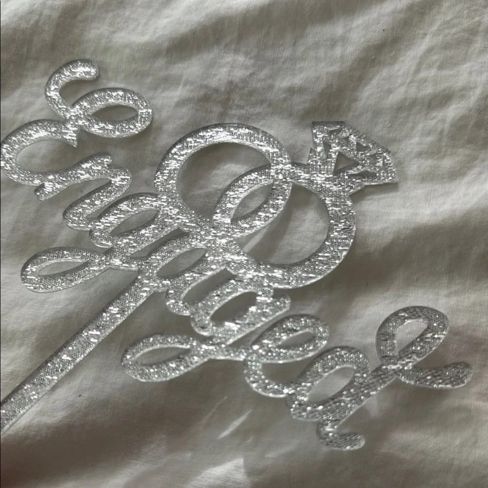 Silver Glitter 'Engaged' Cake Topper